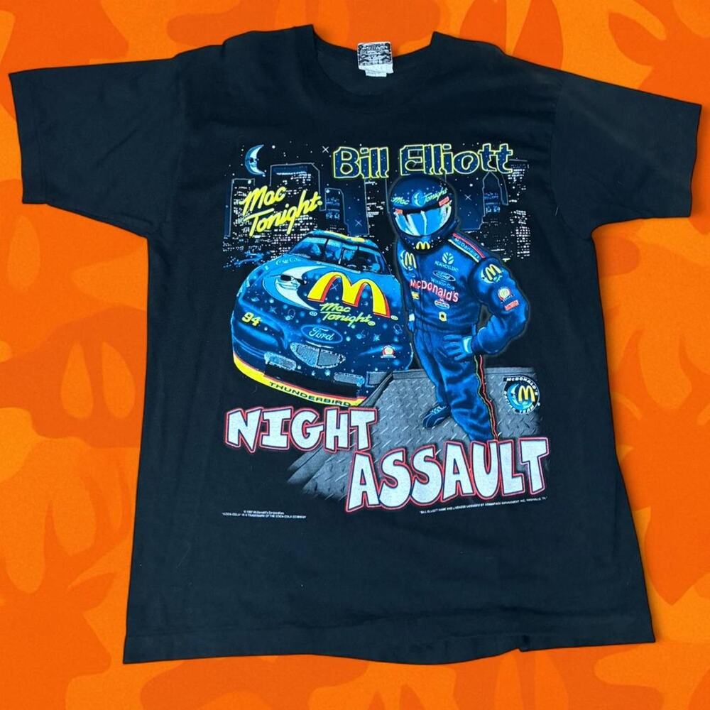 Vintage 1990s Bill Elliott Mac Tonight NASCAR Tee Size XL